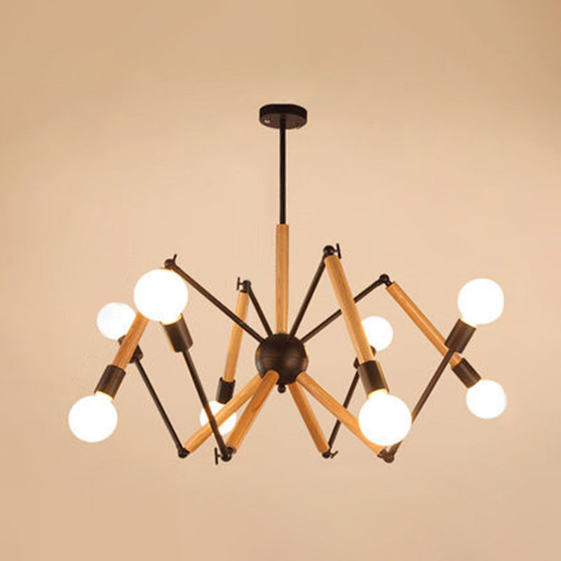 Modern Starburst Suspended Lighting Fixture Wood Pendant Lighting Fixtures for Restaurant