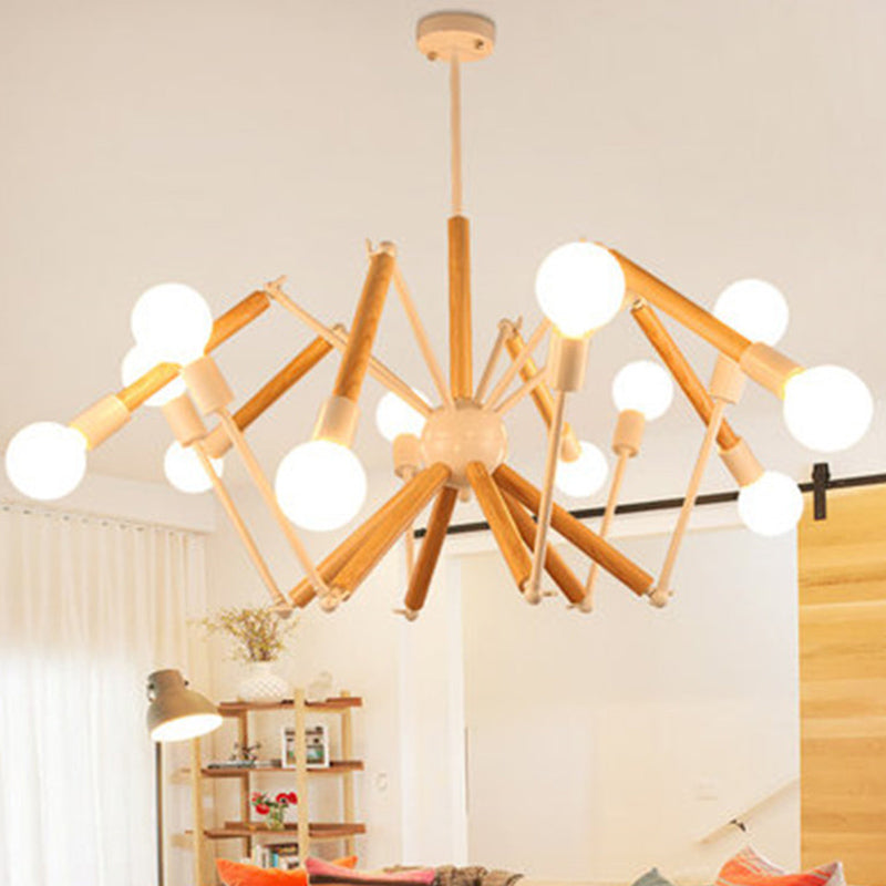 Modern Starburst Suspended Lighting Fixture Wood Pendant Lighting Fixtures for Restaurant