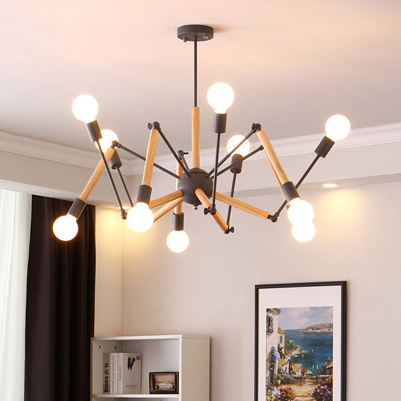 Modern Starburst Suspended Lighting Fixture Wood Pendant Lighting Fixtures for Restaurant