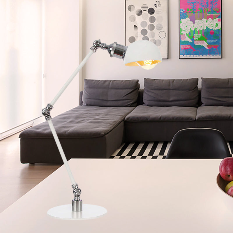 Dome Studeerkamer Leeslamp Metaal 4"/8,5" Breed 1 Licht Industrieel Stijlvolle Bureauverlichting in Wit, 8"+8"/8"+8"+8" Lengte Arm