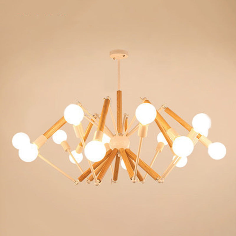 Modern Starburst Suspended Lighting Fixture Wood Pendant Lighting Fixtures for Restaurant