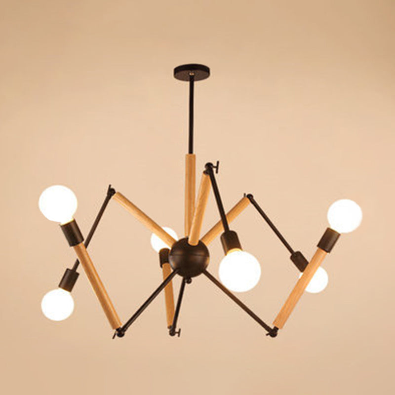 Modern Starburst Suspended Lighting Fixture Wood Pendant Lighting Fixtures for Restaurant