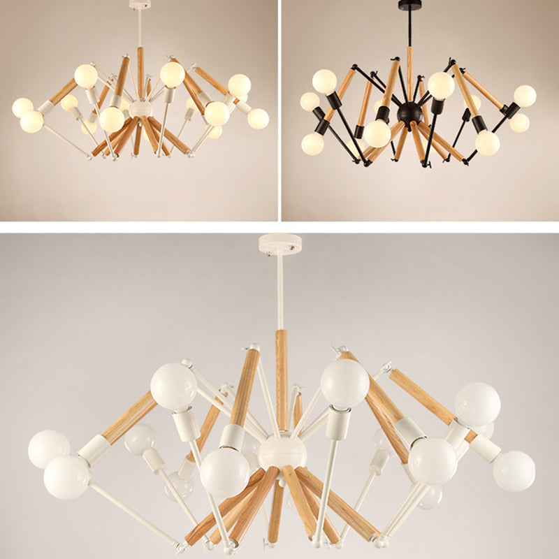 Modern Starburst Suspended Lighting Fixture Wood Pendant Lighting Fixtures for Restaurant