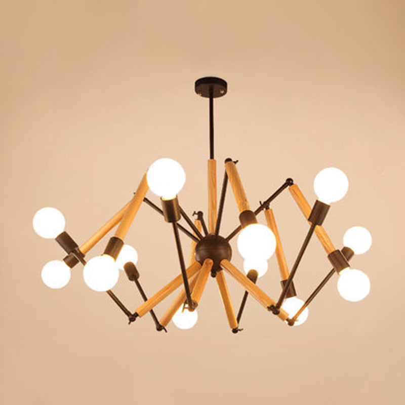 Modern Starburst Suspended Lighting Fixture Wood Pendant Lighting Fixtures for Restaurant