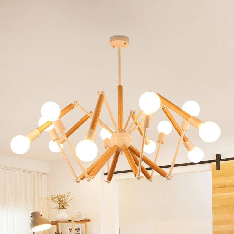 Modern Starburst Suspended Lighting Fixture Wood Pendant Lighting Fixtures for Restaurant