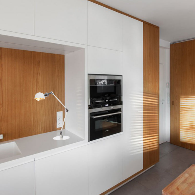 Dome Studeerkamer Leeslamp Metaal 4"/8,5" Breed 1 Licht Industrieel Stijlvolle Bureauverlichting in Wit, 8"+8"/8"+8"+8" Lengte Arm