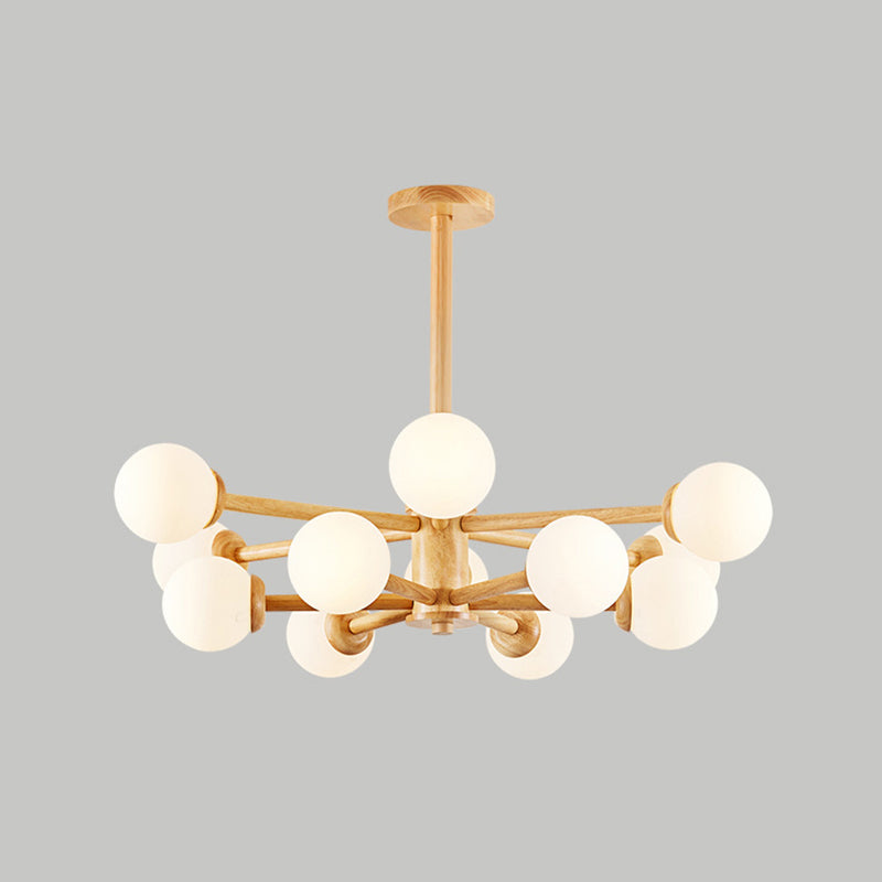 Contemporary Globe Pendant Light Fixture Wood Hanging Pendant Light for Living Room
