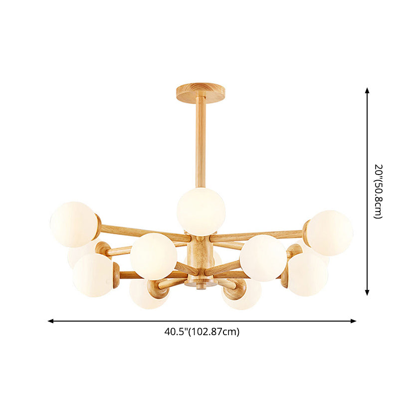 Contemporary Globe Pendant Light Fixture Wood Hanging Pendant Light for Living Room