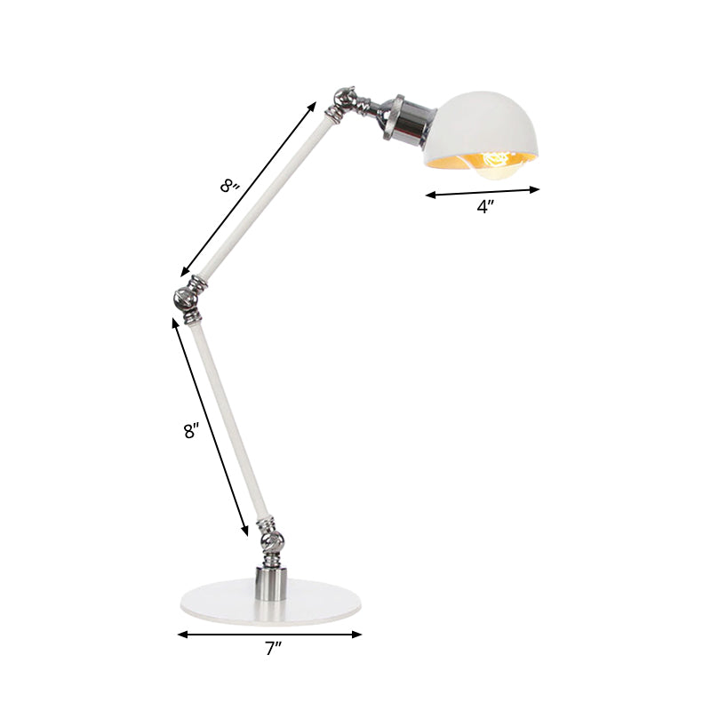 Dome Studeerkamer Leeslamp Metaal 4"/8,5" Breed 1 Licht Industrieel Stijlvolle Bureauverlichting in Wit, 8"+8"/8"+8"+8" Lengte Arm