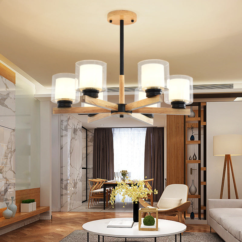 Lampade per lampadario moderno cilindri kit di luce sospesa in legno per soggiorno