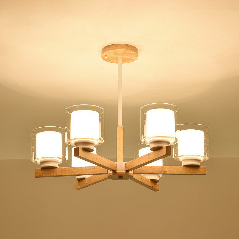 Lampade per lampadario moderno cilindri kit di luce sospesa in legno per soggiorno