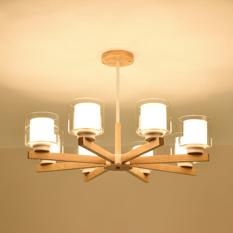 Lampade per lampadario moderno cilindri kit di luce sospesa in legno per soggiorno