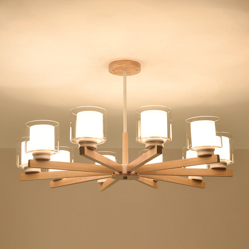 Lampade per lampadario moderno cilindri kit di luce sospesa in legno per soggiorno