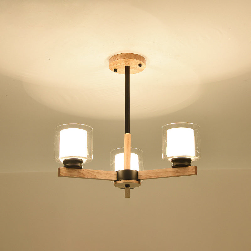 Lampade per lampadario moderno cilindri kit di luce sospesa in legno per soggiorno