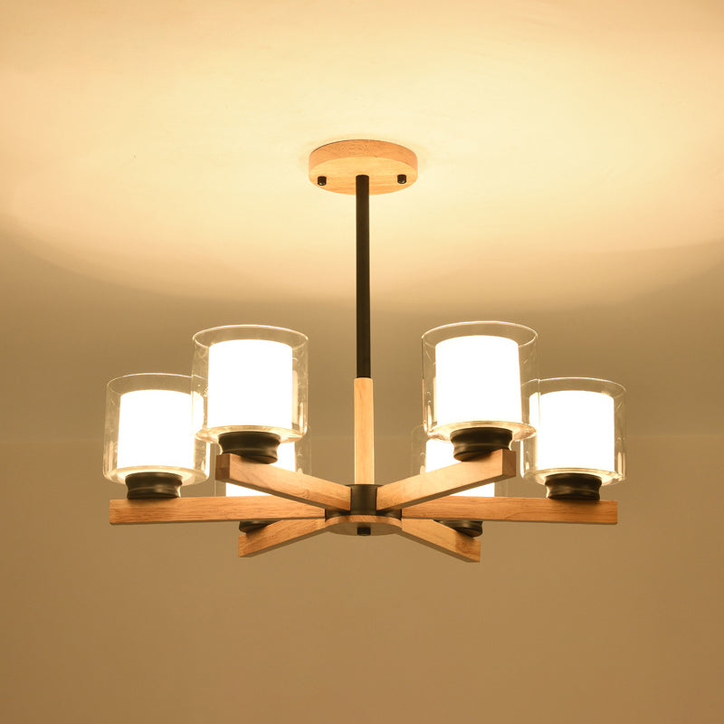 Lampade per lampadario moderno cilindri kit di luce sospesa in legno per soggiorno