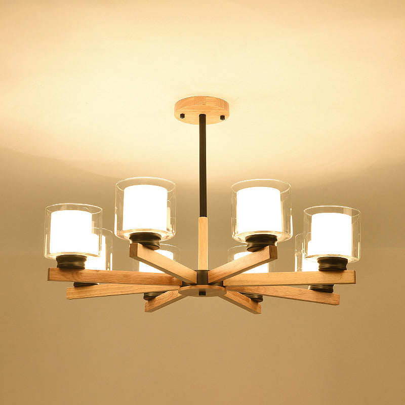 Lampade per lampadario moderno cilindri kit di luce sospesa in legno per soggiorno