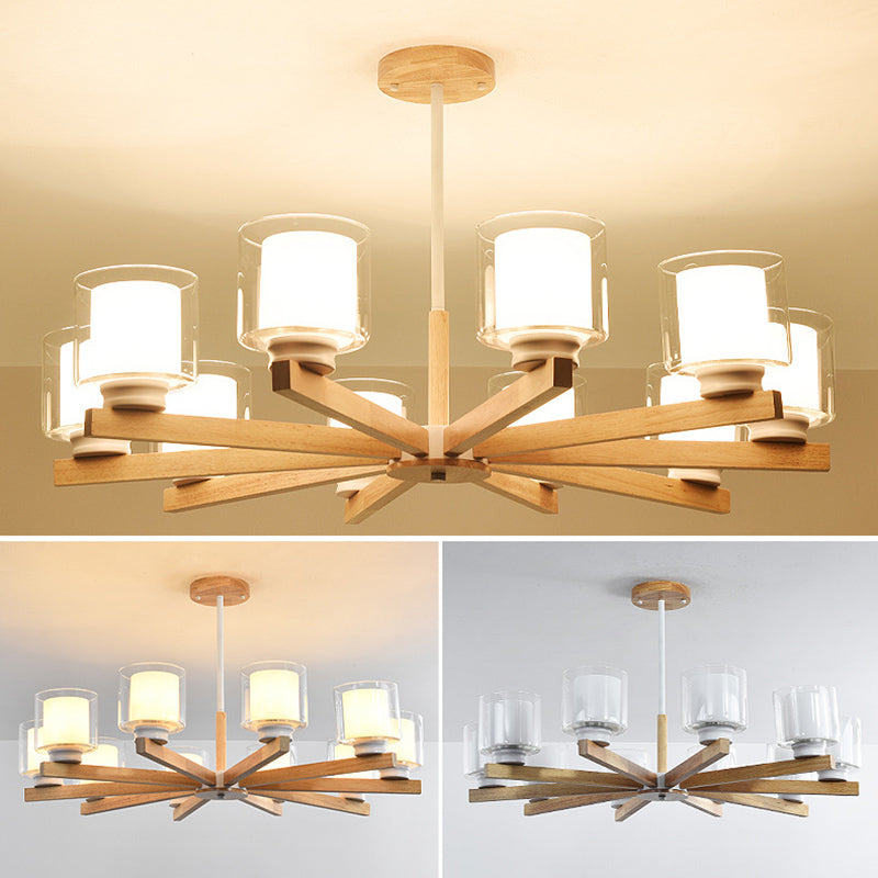 Lampade per lampadario moderno cilindri kit di luce sospesa in legno per soggiorno