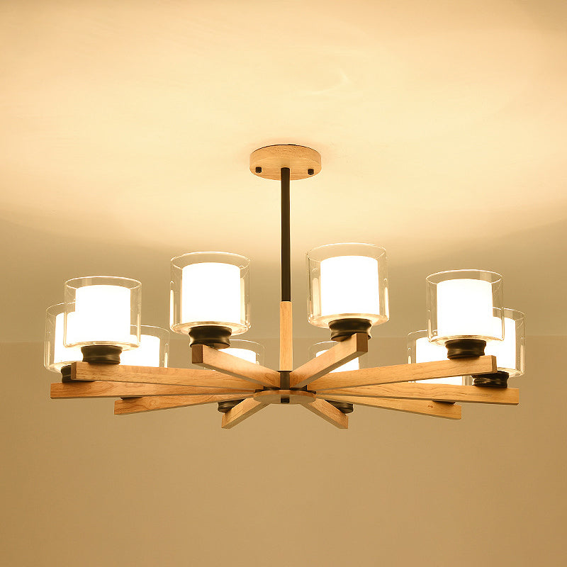 Lampade per lampadario moderno cilindri kit di luce sospesa in legno per soggiorno