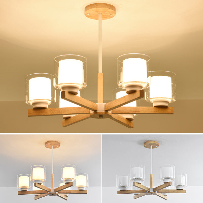 Lampade per lampadario moderno cilindri kit di luce sospesa in legno per soggiorno