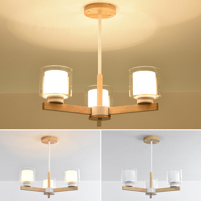 Lampade per lampadario moderno cilindri kit di luce sospesa in legno per soggiorno