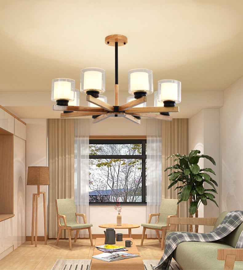 Lampade per lampadario moderno cilindri kit di luce sospesa in legno per soggiorno