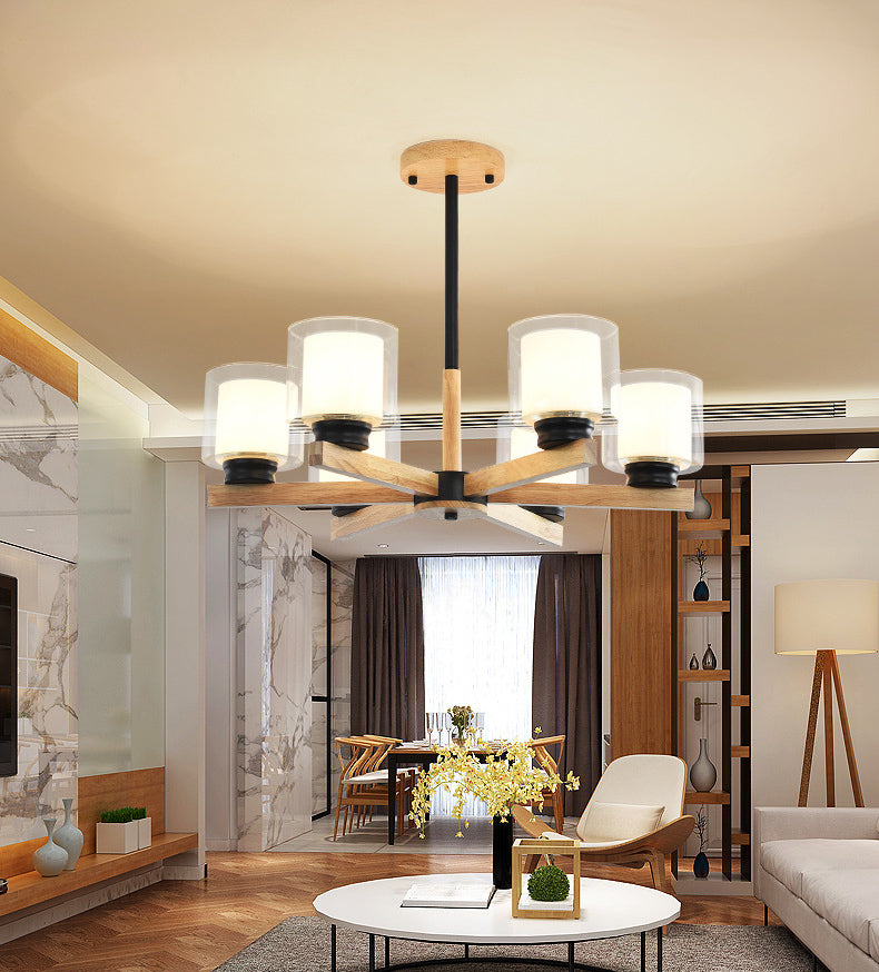 Lampade per lampadario moderno cilindri kit di luce sospesa in legno per soggiorno