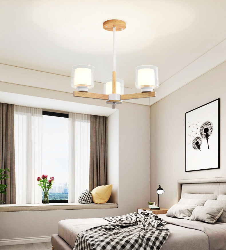 Lampade per lampadario moderno cilindri kit di luce sospesa in legno per soggiorno