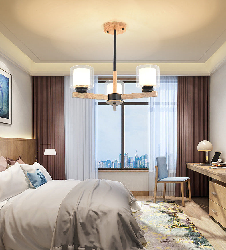 Lampade per lampadario moderno cilindri kit di luce sospesa in legno per soggiorno