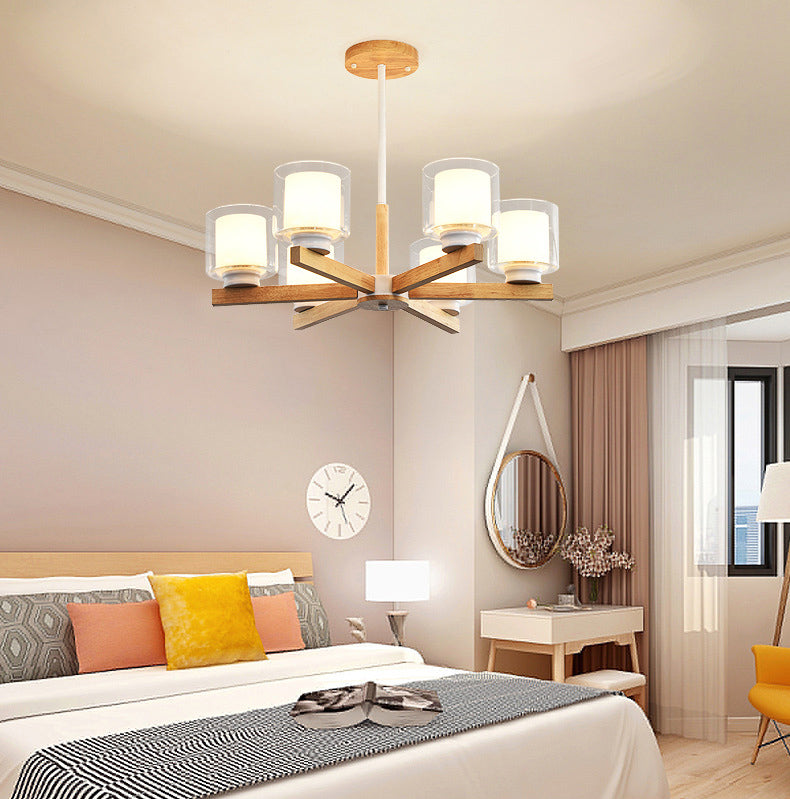 Lampade per lampadario moderno cilindri kit di luce sospesa in legno per soggiorno