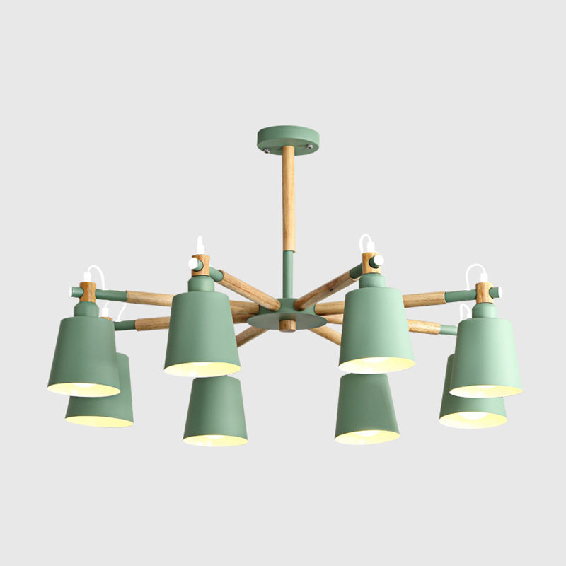 Contemporary Cone Chandelier Pendant Light Metallic Hanging Light Fixtures for Bedroom