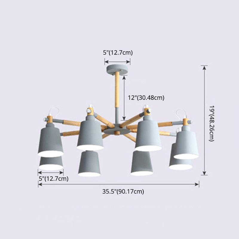 Contemporary Cone Chandelier Pendant Light Metallic Hanging Light Fixtures for Bedroom