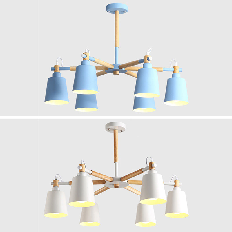 Contemporary Cone Chandelier Pendant Light Metallic Hanging Light Fixtures for Bedroom