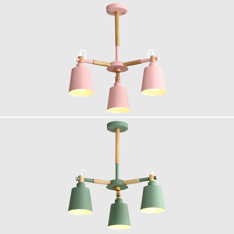 Contemporary Cone Chandelier Pendant Light Metallic Hanging Light Fixtures for Bedroom