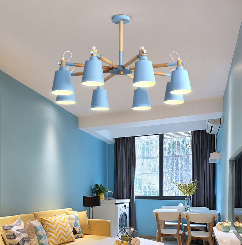 Contemporary Cone Chandelier Pendant Light Metallic Hanging Light Fixtures for Bedroom