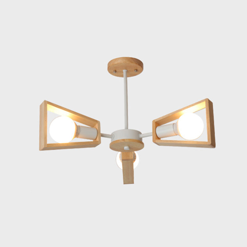 Ultra-modern Sputnik Hanging Chandelier Wood Hanging Lamp with Hanging Cord for Restaurant