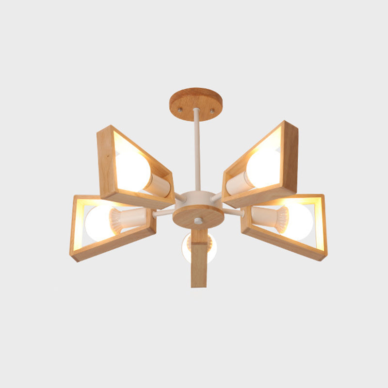 Ultra-modern Sputnik Hanging Chandelier Wood Hanging Lamp with Hanging Cord for Restaurant