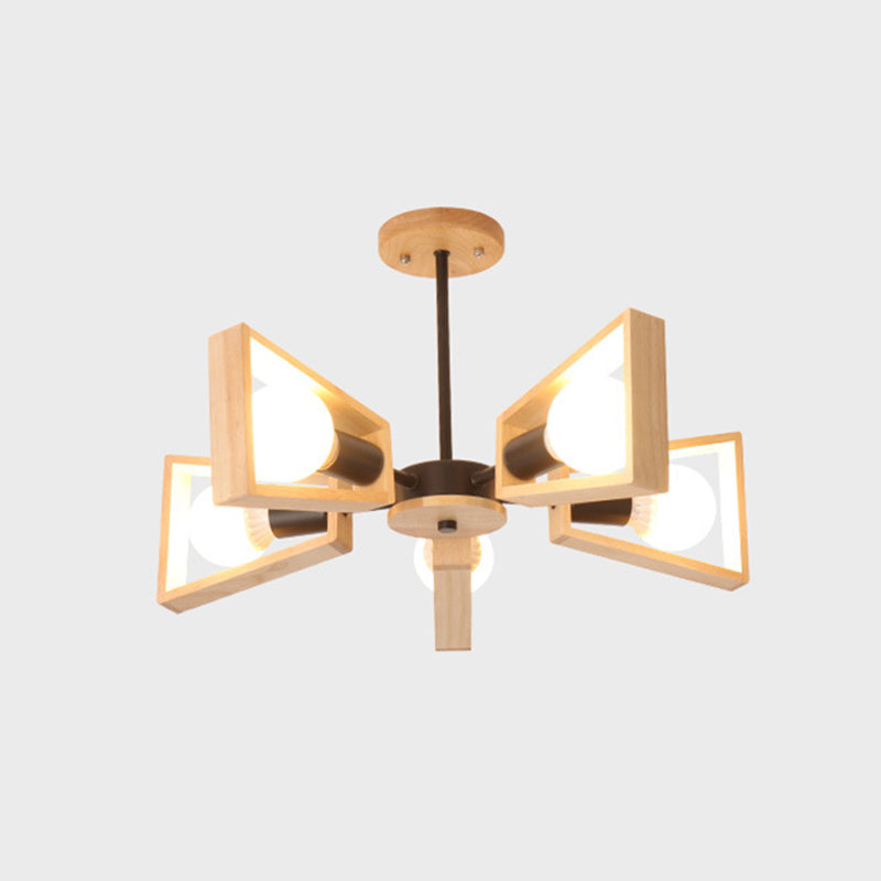 Ultra-modern Sputnik Hanging Chandelier Wood Hanging Lamp with Hanging Cord for Restaurant