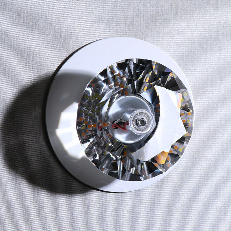 Moderne, schlichte Kristall-Deckenleuchte, rautenförmige Mini-Unterputzleuchte mit Metallbaldachin für Flur, Gang