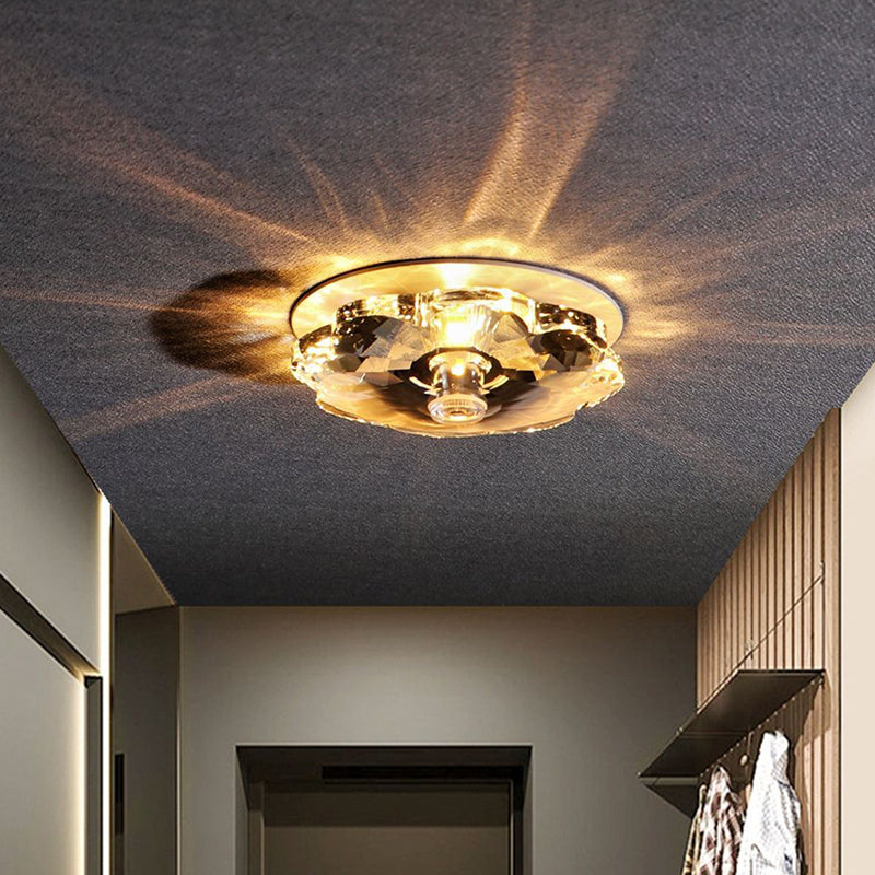 3.9 Zoll breite Mini Kristall Deckenleuchte Moderne Einfachheitsblume geformte Beleuchtungs-Befestigung für Schlafzimmer mit Metallüberdachung