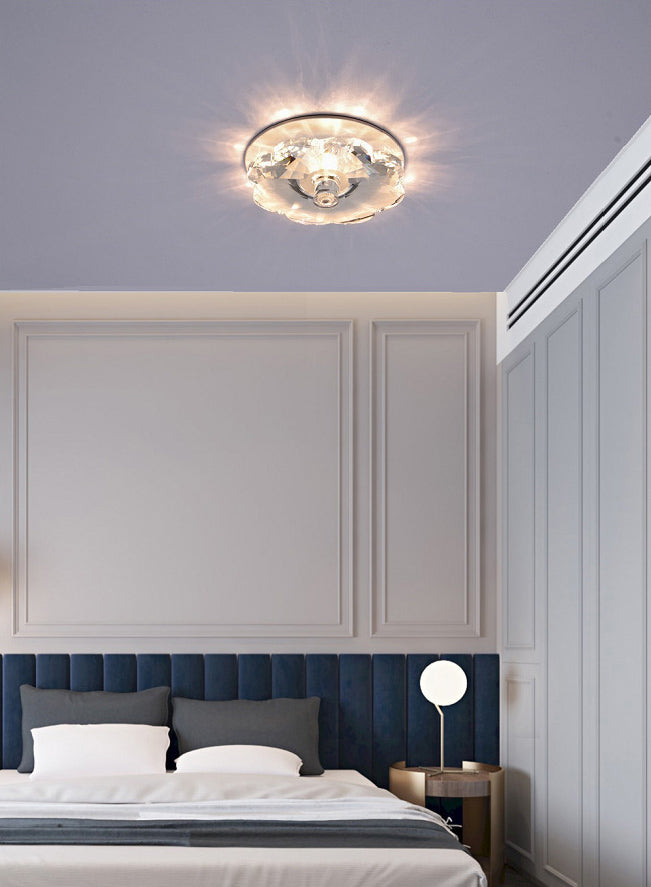 3.9 Zoll breite Mini Kristall Deckenleuchte Moderne Einfachheitsblume geformte Beleuchtungs-Befestigung für Schlafzimmer mit Metallüberdachung