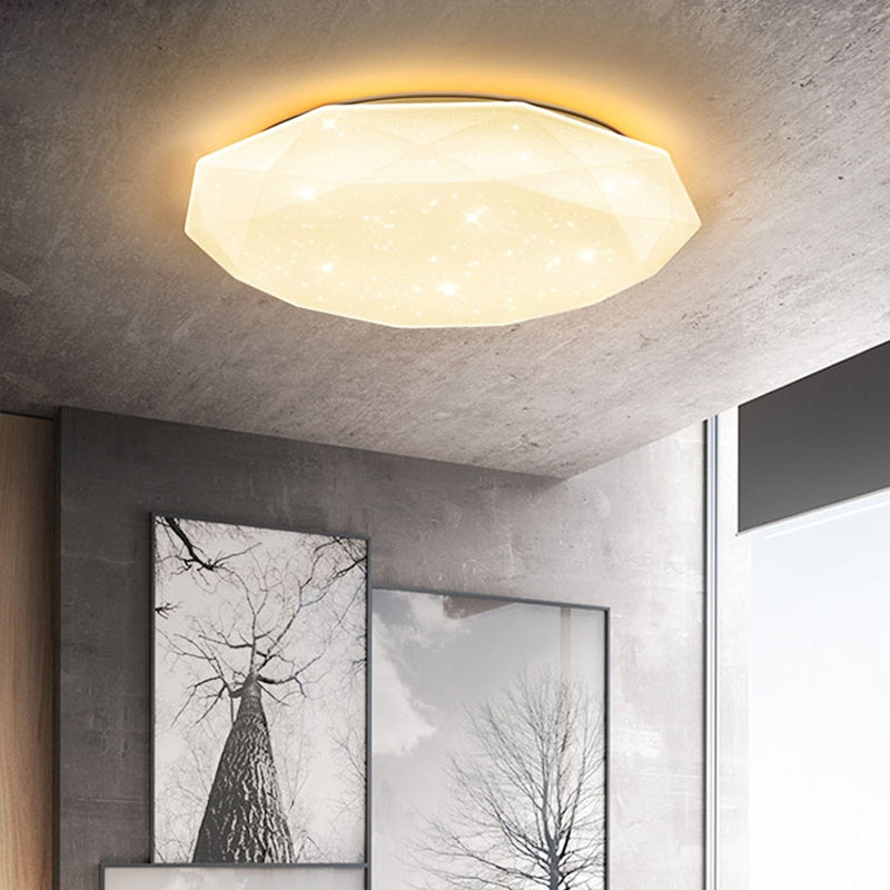 Starry Sky Design Ceiling LED Lighting Fixture White Acrylic Shade Semi Flush Mount Lamp for Living Room
