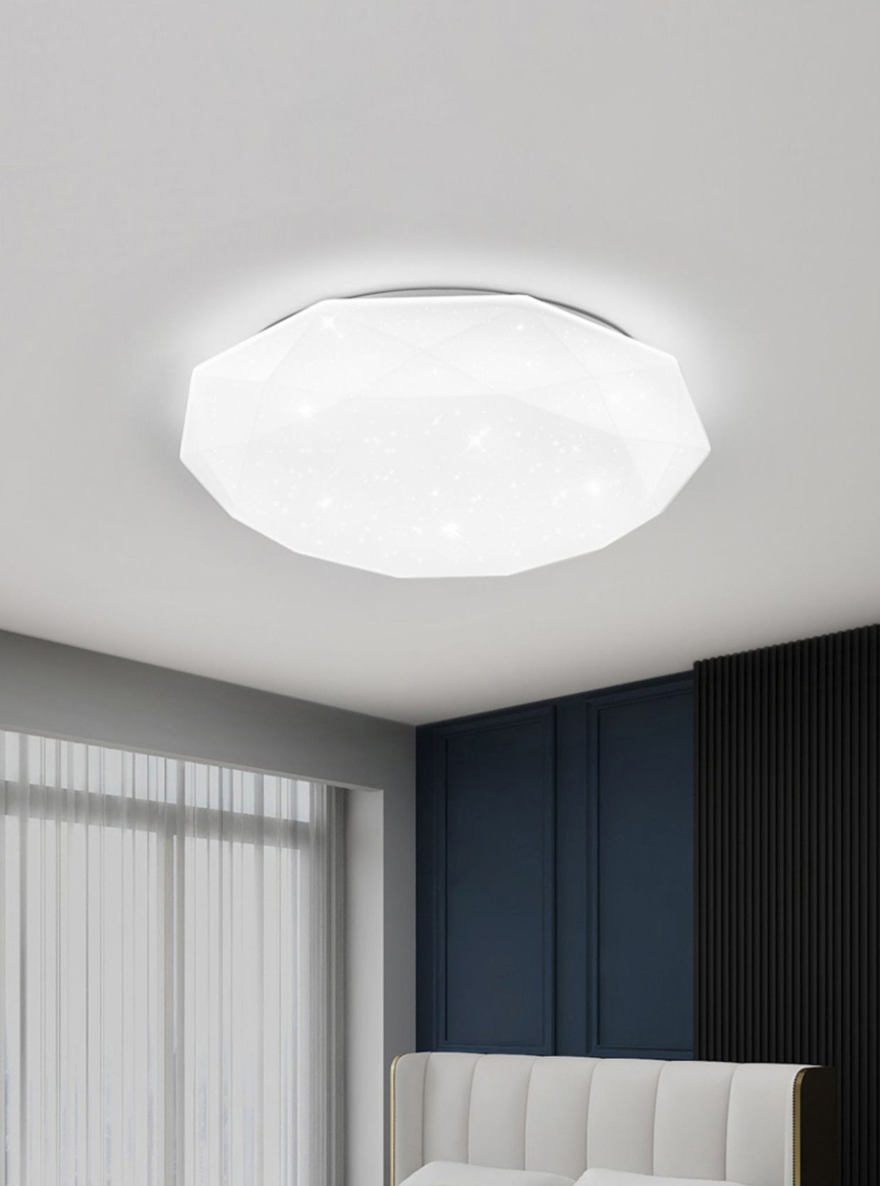 Starry Sky Design Ceiling LED Lighting Fixture White Acrylic Shade Semi Flush Mount Lamp for Living Room