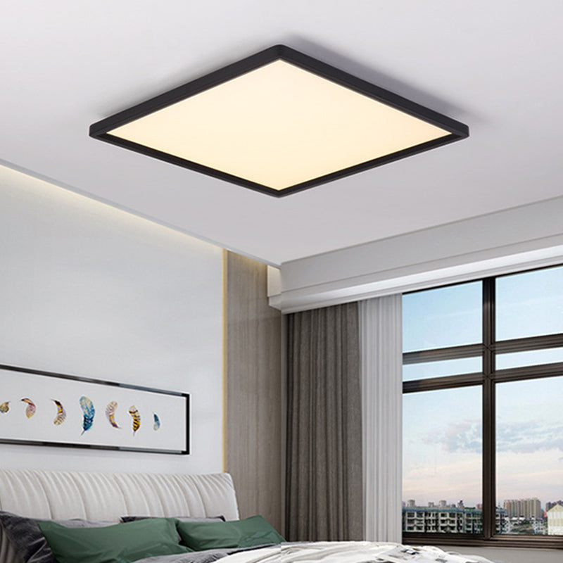 Zwarte rand vierkant LED plafond licht modernisme woonkamer flush licht met witte acryl schaduw