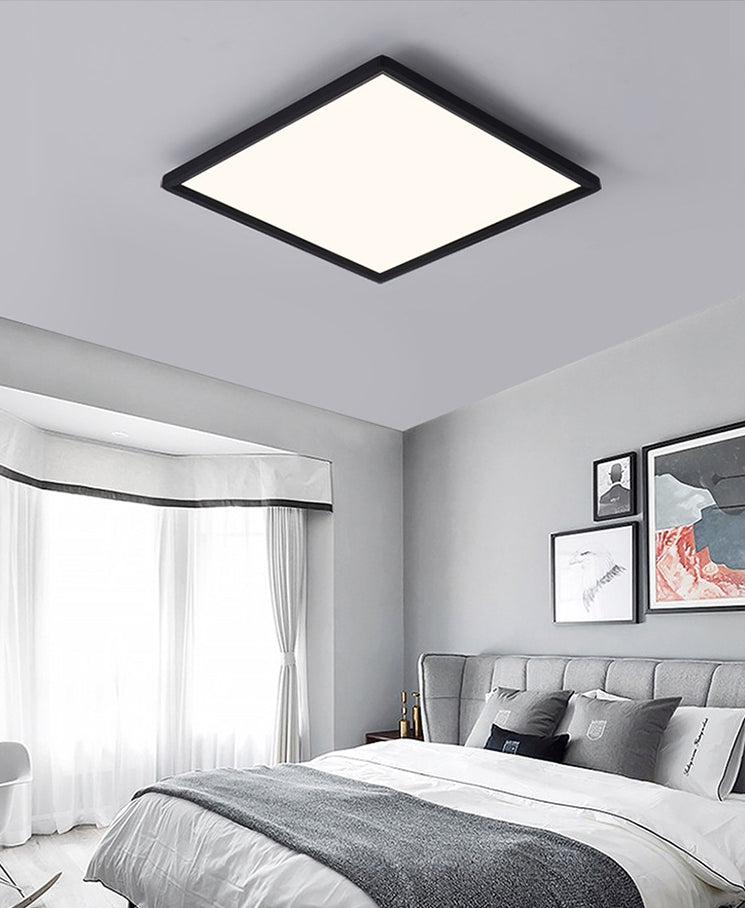 Zwarte rand vierkant LED plafond licht modernisme woonkamer flush licht met witte acryl schaduw