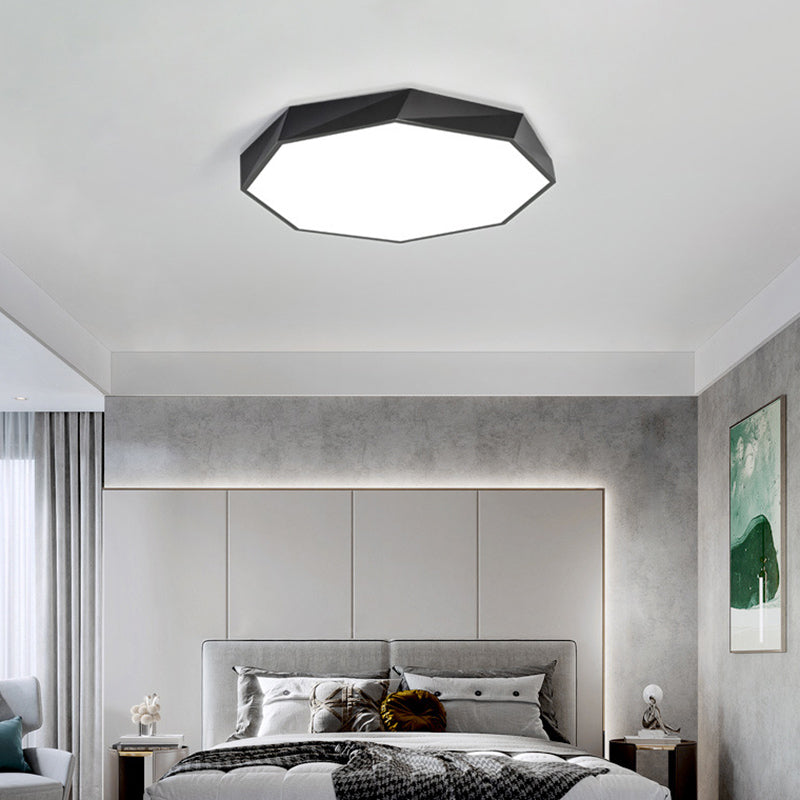 Lámpara de techo LED moderna y simple octogonal con marco metálico y lámpara de iluminación de dormitorio de oficina integrada