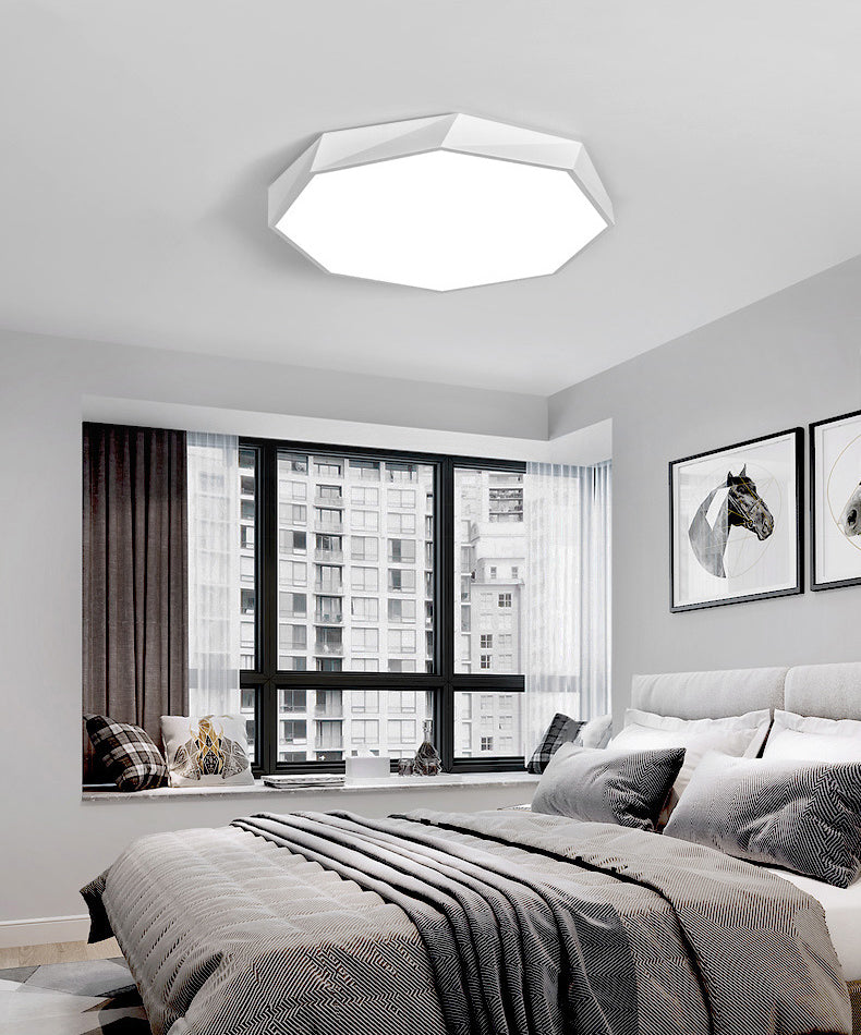 Lámpara de techo LED moderna y simple octogonal con marco metálico y lámpara de iluminación de dormitorio de oficina integrada