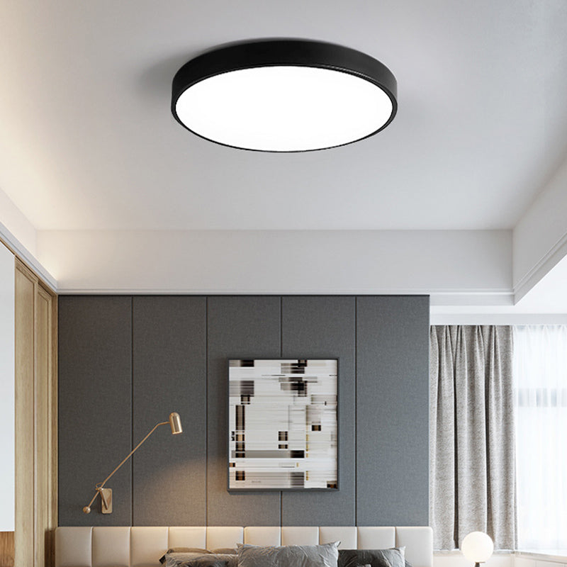Simplicity Style Acrylic Lampshade LED Flush Mount Light Round Metal Border Ceiling Light for Hallway Balcony