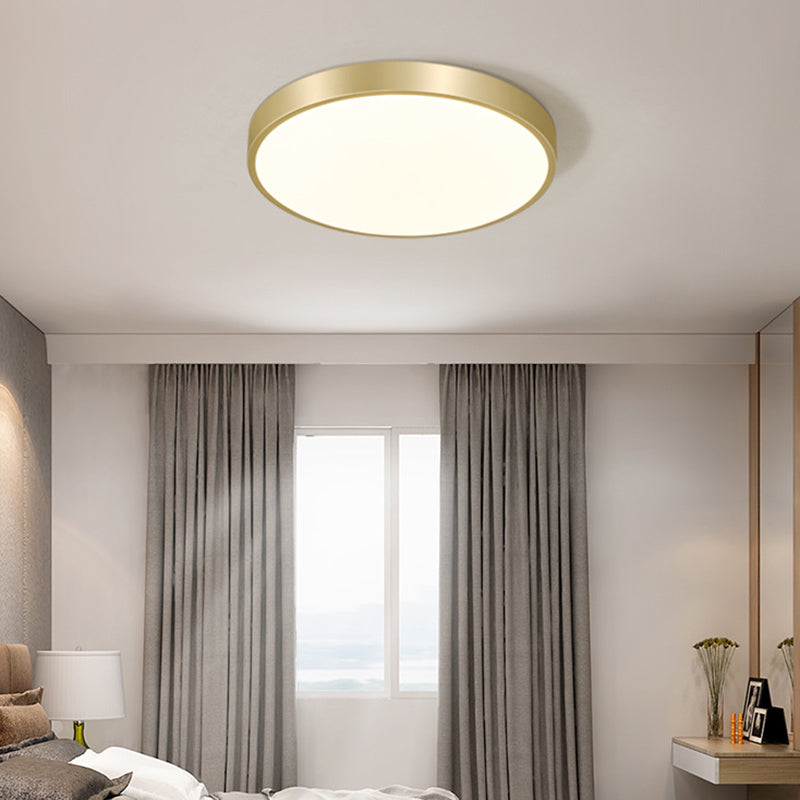 Simplicity Style Acrylic Lampshade LED Flush Mount Light Round Metal Border Ceiling Light for Hallway Balcony