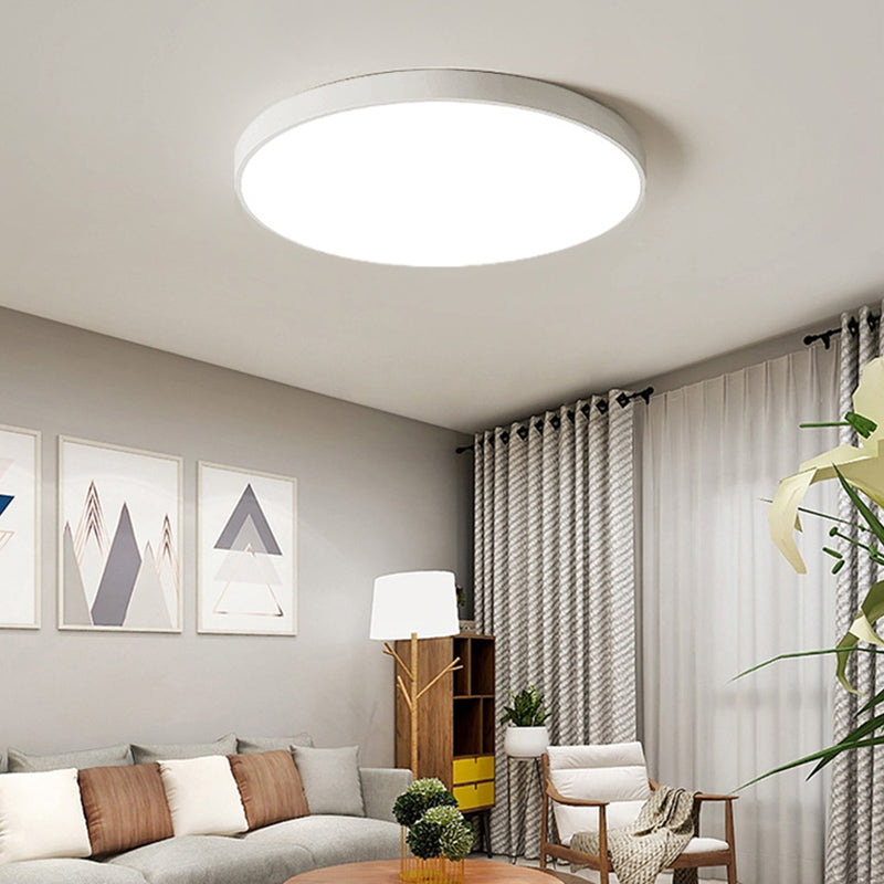Simplicity Style Acrylic Lampshade LED Flush Mount Light Round Metal Border Ceiling Light for Hallway Balcony