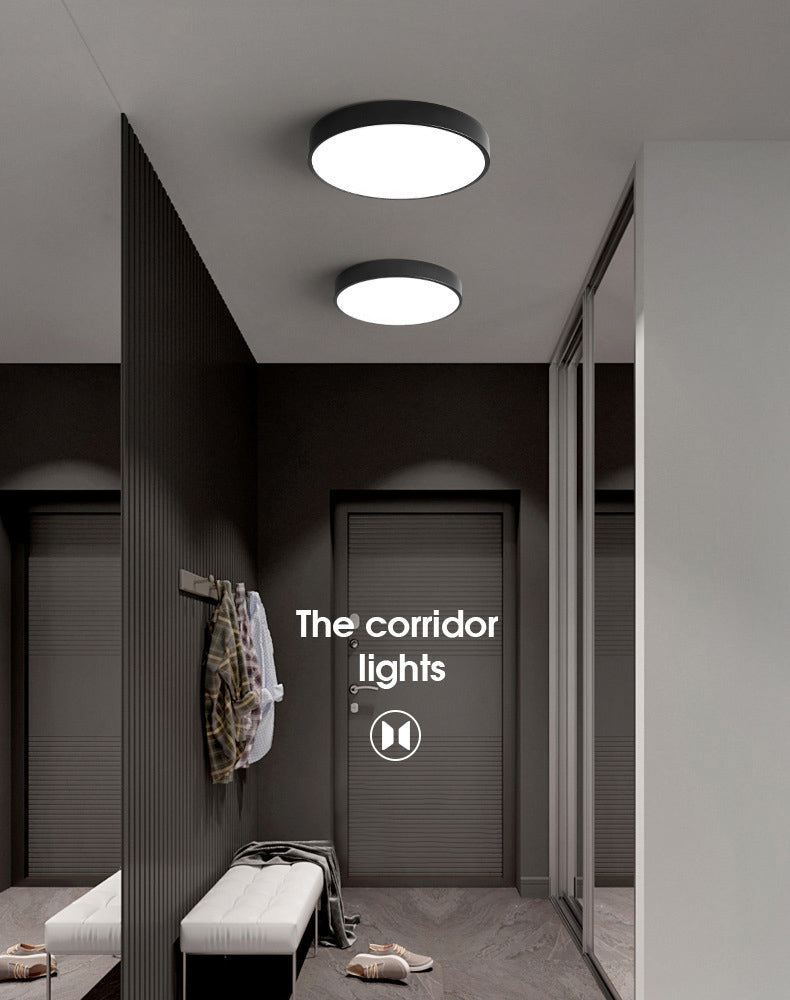 Simplicity Style Acrylic Lampshade LED Flush Mount Light Round Metal Border Ceiling Light for Hallway Balcony